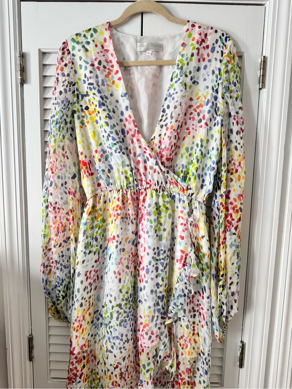 Caroline Constas New York Chiffon Long sleeve Slit Ruffle Dress